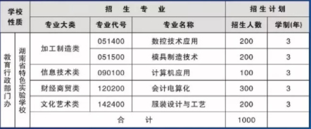 湖南省武冈市蓝深职业技术学校、学校招生计划