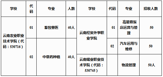 彝良县职业技术高级中学、学校招生计划