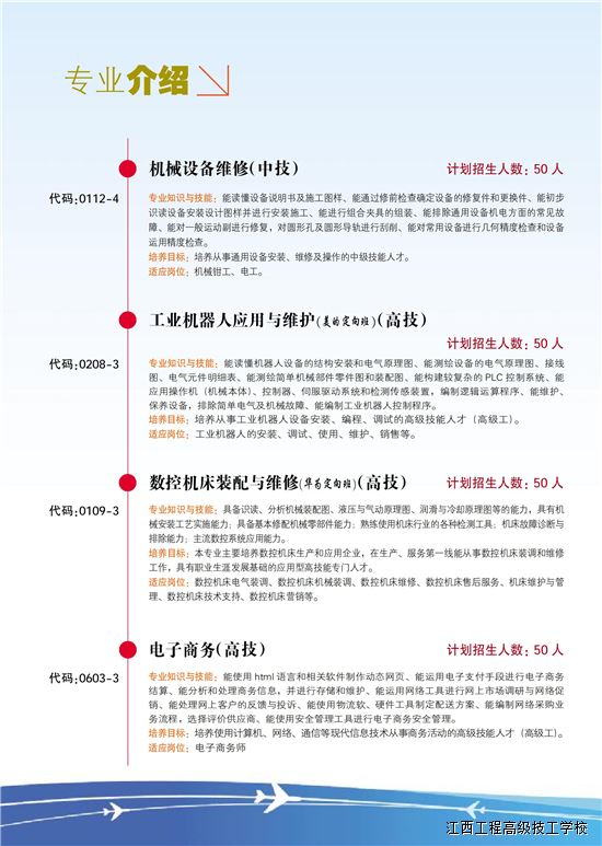 江西工程高级技工学校招生专业